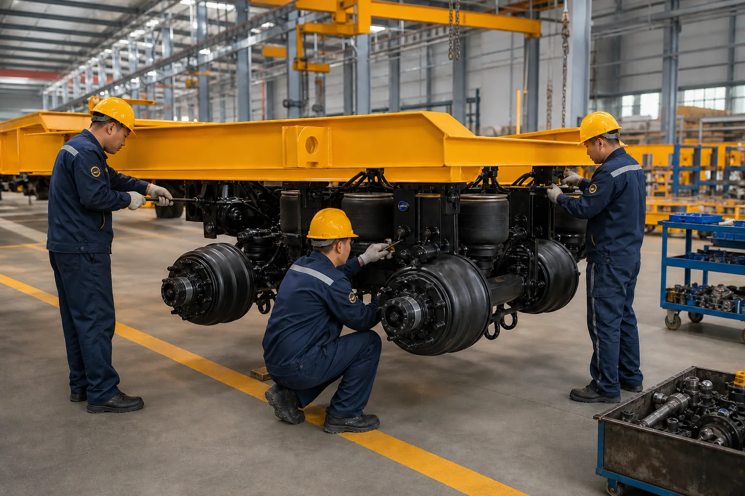 Axle & Suspension Assembly at the LOONG trailer factory