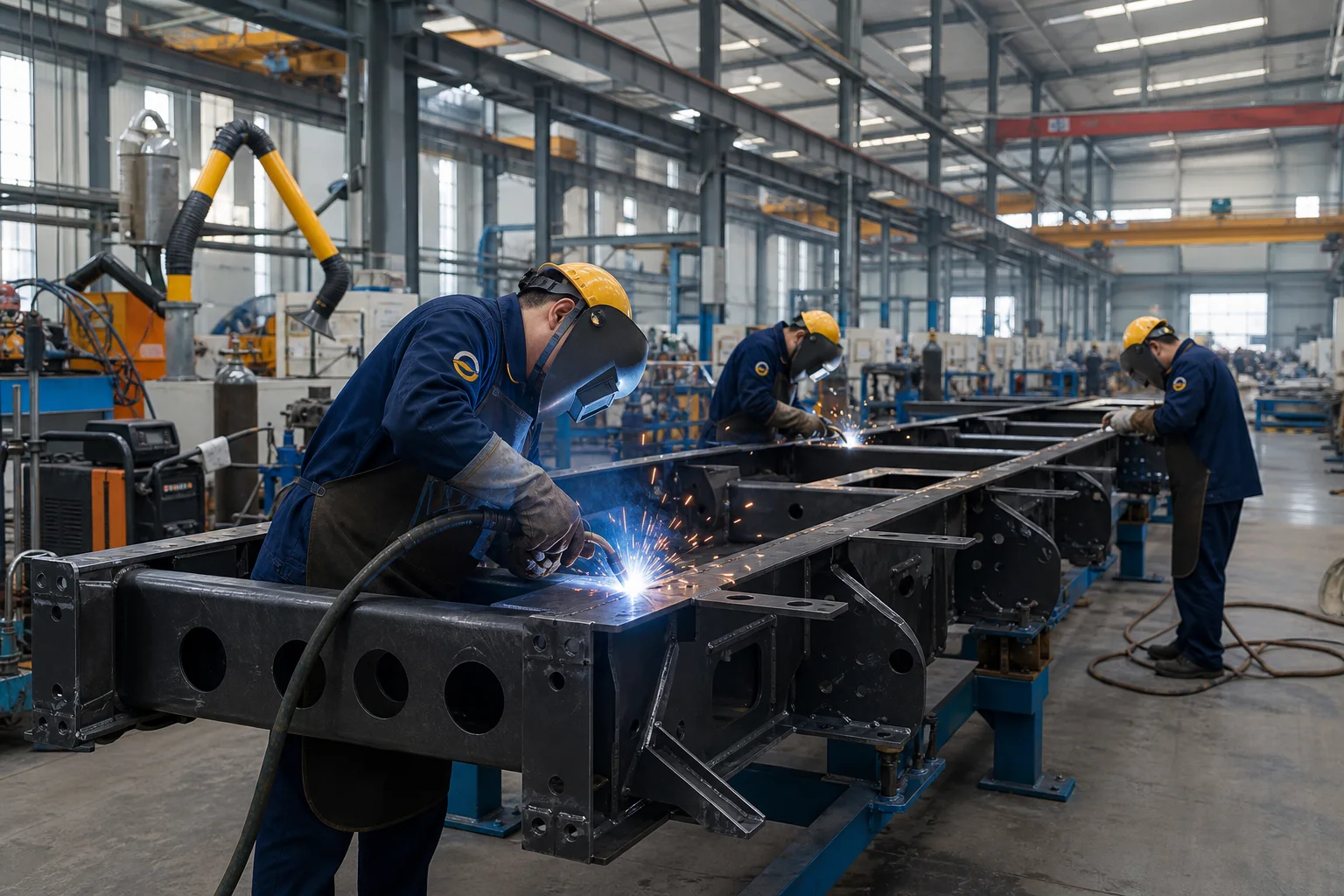 Chassis Welding at the LOONG trailer factory
