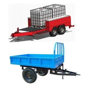 0.5 1.5 Ton Capacity 2 Wheel Walking Tractor Trailer for Farm Use with New or Used Gear Tire Components Agricultural Trailer