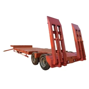 1/2 Axles 20T Light Lowboy Full Trailer Container Lowbed Trailer for Machine Loading