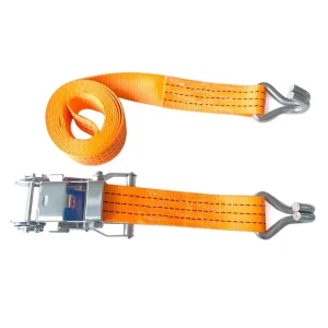 1.5 Inch Stainless Steel Polyester Ratchet Tie Down Strap Double J Hooks 1200kg For Truck Trailer Cargo Securing