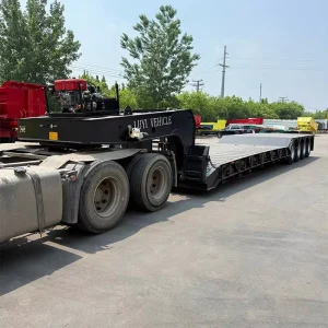1.8m Low Platform 4 Axle 100 Ton Removable Gooseneck Lowboy Semi Trailer Oversized Heavy Cargo Lowbed Trailer