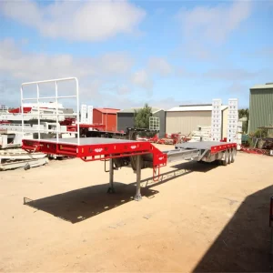 12 Meter 3 Axle 50 Ton Low Bed Trailer Lowbed Truck Trailers Drop Deck Extendable Lowboy Trailer for Sale
