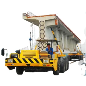 140 Tons Steel PreCast Concrete Beam Sections Bridge Transporting 3-Axle Front Dolly + 3-Axle Girder Steering Rear Dolly Trailer