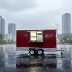 14FT Restaurant Grade Stainless Steel Mobile Food Trailer Commercial Fast Food Truck 220V Customizable Capacity