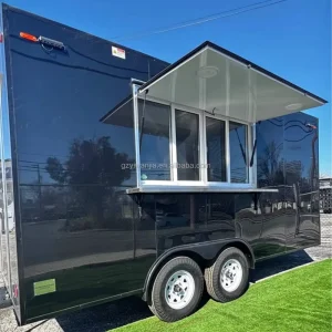 14ft Food Truck Trailer with Full Kitchen Mobile Food Cart Container Restaurant Mobile Bar Trailer Pizza Bbq Food Shop
