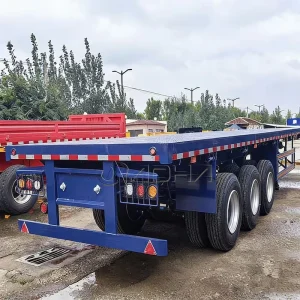 14m 20ft 40ft Container Flatbed Semi Trailer High Capacity 2 4 Axles For 40ft