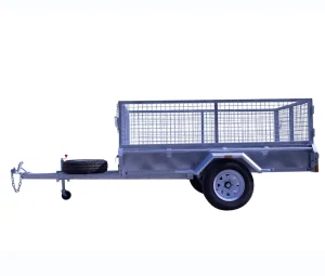 1500kg Rated Disc Brake Galvanized Trailer Size 7x4ft Single Axle with Mesh Cage and Ramp
