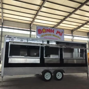 16ft Commercial Food Vans Concession Mobile Truck Cart Fast Food Trailer with Full Kitchen Equipment