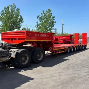 17.5M Extendable Oversized Machinery Logistics Steering Air Lifting Solution Heavy Equipment Use Extendable Lowbed Semi Trailer