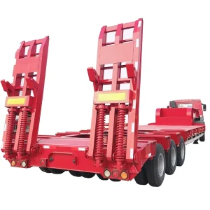 17M Heavy Duty 3 Axle Cargo Semi Trailer 30 Tons Lowboy Truck with Lowbed 30 Tons Steel Semi Trailer