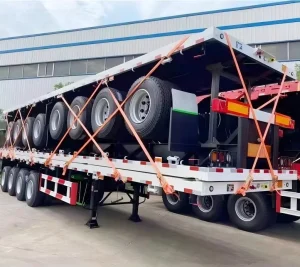 2 3 4 Axle Drawbar Steel Flatbed Truck Semi Trailer Gooseneck Heavy Duty 20FT 40FT 53ft Container Flatbed Trailer