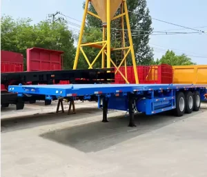 2/3/4 Axles 20ft 45ft 40ft Low Flatbed Platform Chassis Container Flatbed Semi Trailer for Timber Port Logistics Transportation