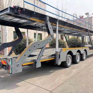 2 3 Axle Enclosed Car Hauler Cargo Trailers for Car Transporter Semi Trailer Exported Kyrgyzstan Truck Trailer for Car Carrier