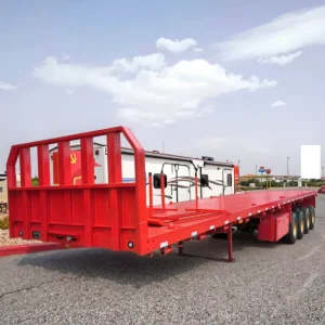 2 3 Axle Flatbed Semi trailer Transport Container Trailer 60 80 Ton Capacity Flatbed Semi trailer Truck