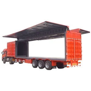 2/3 Axles Heavy Duty Truck Body Food Hydraulic Cylinder Drop Side Cargo Box Side Wing Open Van Semi Trailer