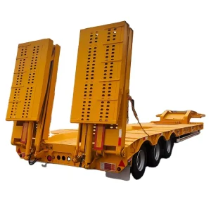 2 4 Axle Heavy Duty Lowboy Low Bed Semi Trailer For Transport With Mechanical Ladder