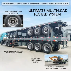 2-4 Axle Steel Container Flatbed Semi Trailer 30t-100ton 20ft/40ft/45ft Customizable Size 12r22.5
