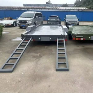 2 Axle Gray Flatbed Car Trailer with 1740kg Capacity and 4100x2260mm Cargo Area