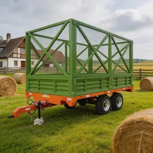 2 Axle Heavy Duty Steel Mesh Side Utility Trailer Green Farm Cargo Trailer Livestock
