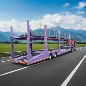 2 Axles 8 Cars Transport Hydraulic Mechanical Lifting Towing Double Deck Car Carrier Trailer