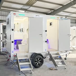 2 Stall Mobile Portable Toilet Trailer Outdoor Luxury Bathroom Toilet Shower Trailer