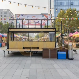 2 Story Mobile Restaurant Cafe Bar Stage Food Trailer Double Decker Food Truck with Full Kitchen Food Trailer
