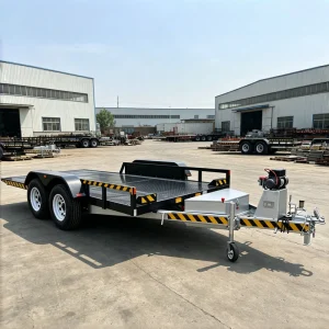 2 Ton Hydraulic Tilt Car Trailer with Dual Axle and Toolbox Heavy Duty Flatbed Utility Tow Dolly for ATV UTV Equipment Transport