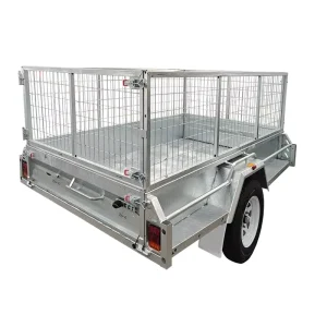 2.4m*1.5m Box Trailer 2000kg Load Capacity Galvanized Cage Double Axle Silver