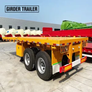 20FT 60 Ton Capacity Steel Container Flatbed Double Axle Trailer Truck With Semi Trailer