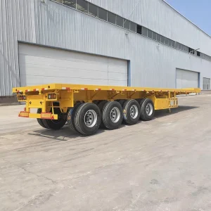 20ft 40ft Container Truck Trailers 4 Axle Steel Material Heavy Duty Flatbed Semi Trailer