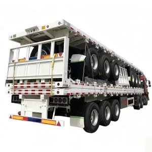 20ft 40ft Steel Flatbed Container Truck Trailer 3 Axle Semi Trailer