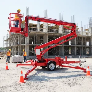 20m Articulated Trailer Mounted Boom Lift Towable Small Electric Hydraulic Aerial Man Lift for Warehouse Maintenance