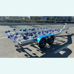 27 ft Tandem Axle Hydraulic Brake Wobbly Rollers Aluminum Boat Trailer