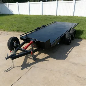 2T Q235 Steel Flatbed Trailer with Toolbox and Tilt Bed for ATV UTV Car Hauling Dual Axle