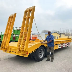 3 4 5 Axle 60 80T Lowbed Semi Trailer Lowboy Trailer Lowbed Semi Truck Trailer With Dolly