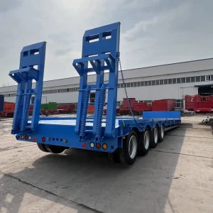 3/4/5 Axle 60-80ton Heavy-Duty Gooseneck Low Bed Semi Trailer with Hydraulic Ladder