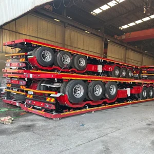 3/4 Axle 200 Ton Max Payload Flatbed Container Semi Trailer with Air Mechanical Suspension for Africa Steel