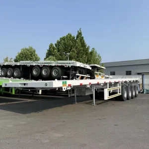 3/4 Axle 50 Tons 20ft 40ft 48ft 50ft 53 Foot Gooseneck Container Flatbed Chassis Flat Bed Semi Truck Trailers
