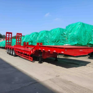 3 4 Axle 80 100 Ton Lowbed Trailer Flatbed Transport Semi Trailer