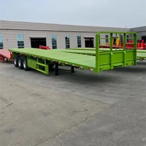 3/4 Axles 20ft 45ft 40ft Low Flatbed Platform Chassis Container Flatbed Semi Trailer for Timber Port Logistics Transportation