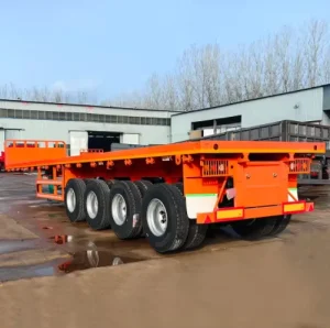 3 Axis 20 Foot 40 Foot Steel Flatbed Truck Trailer Container Transport Semi Trailer Loading Platform Exceeding 30 Tons