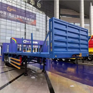 3 Axle 20ft/40ft Shipping Container Flatbed Semi-Trailer With Air Suspension 20-80T