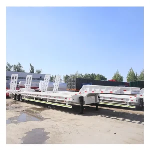 3 Axle 4 Axle 80ton 100 Ton Heavy Duty Lowboy Semi Trailer High Strength Gooseneck Lowbed Semi Trailer