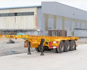 3 Axle 40 60 Ton Container Skeleton Flat Bed Semi Trailer by Truck Trailer From China for Heavy Duty Transportation