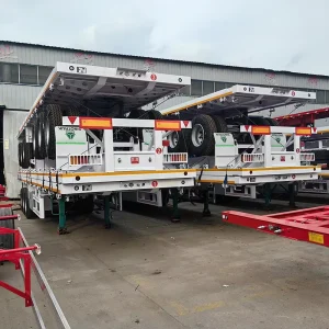 3 Axle 40 Foot 80 Ton Container Semi Trailer CE Low Flatbed Goose Neck