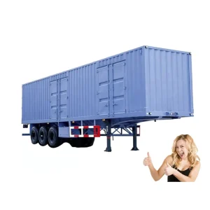 3 Axle 60 Tons Payload Cargo Long Distance Transport Vehicles Closed Utility Cargo Box Semi Trailer with Side Open Door