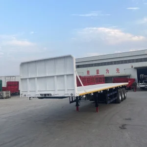 3 Axle 60T Heavy Duty Flatbed Semi Trailer with Strong Load Capacity and Stable Performance for 20ft 40ft Container