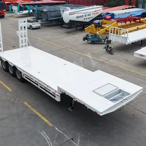 3 Axle 60Ton Low Bed Semi Trailer With Mechanical Ladder for Heavy Equipment and Commercial Goods Transport