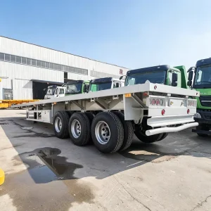3 Axle 80 Ton Heavy Duty Flatbed Semi Trailer for Container & Cargo Transport